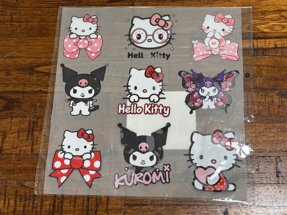 9 Sanrio Hello Kitty Kuromi Iron-On Heat Transfer Stickers Cartoon Decal Patches